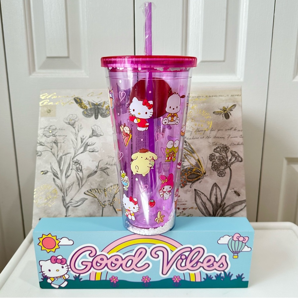 New Hello Kitty Snow Globe Tumbler and Good Vibes Picture